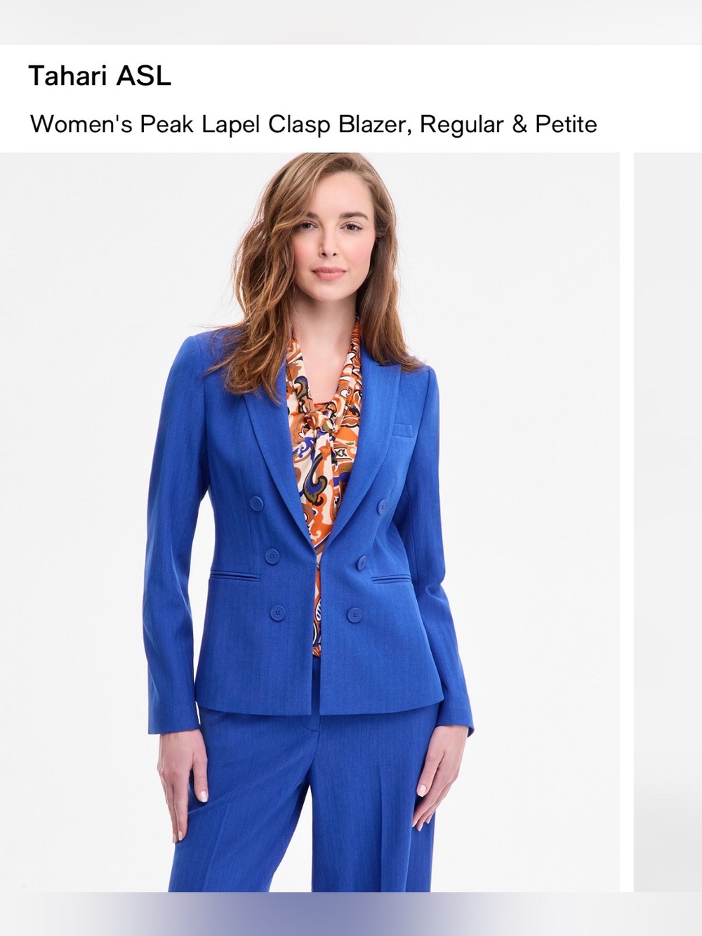 Tahari ASL Women's Peak Lapel Clasp Blazer, Regular